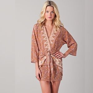 Winter Kate Rust Floral Mini Dress with Cream Trim